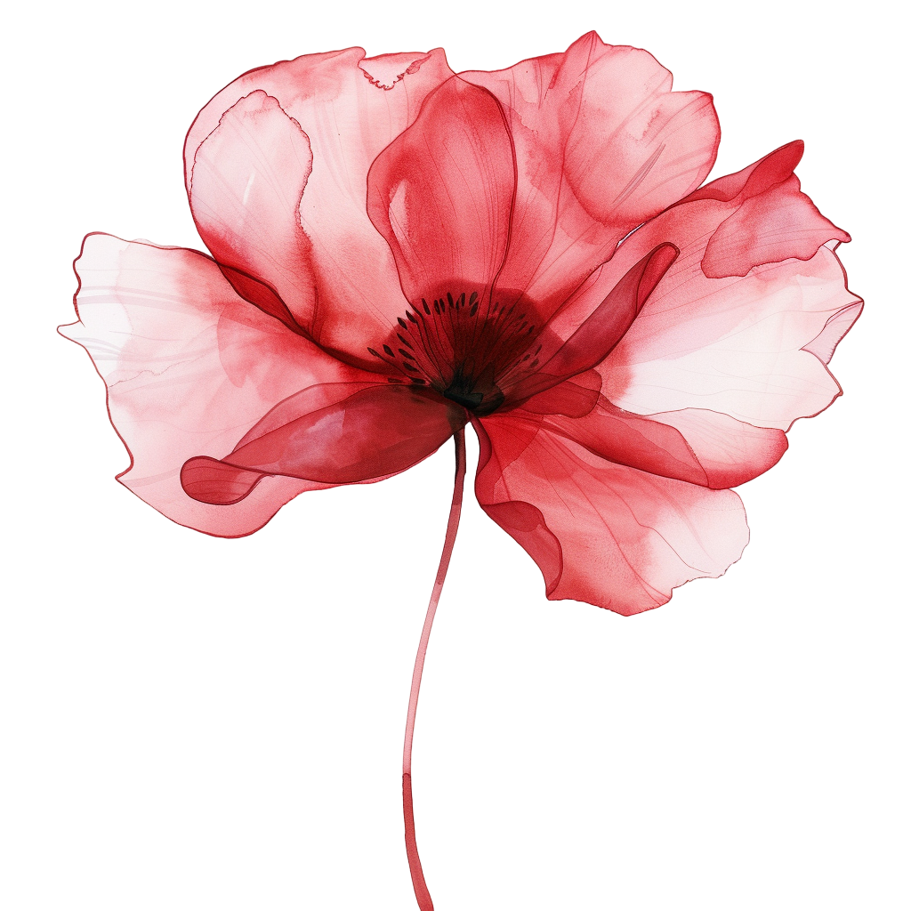 Poppy Flower Watercolor Style Illustration