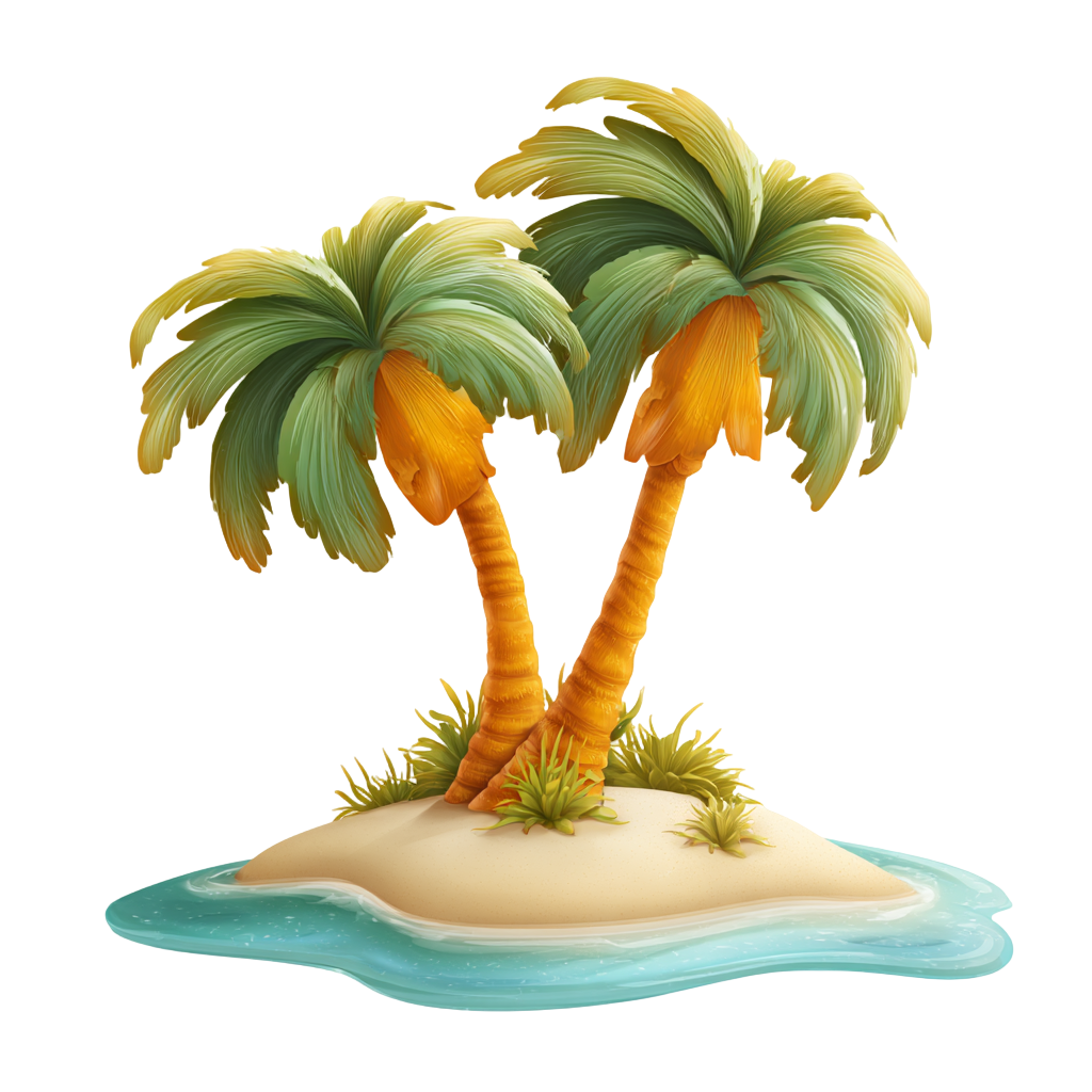 3D palm tree and island elements
