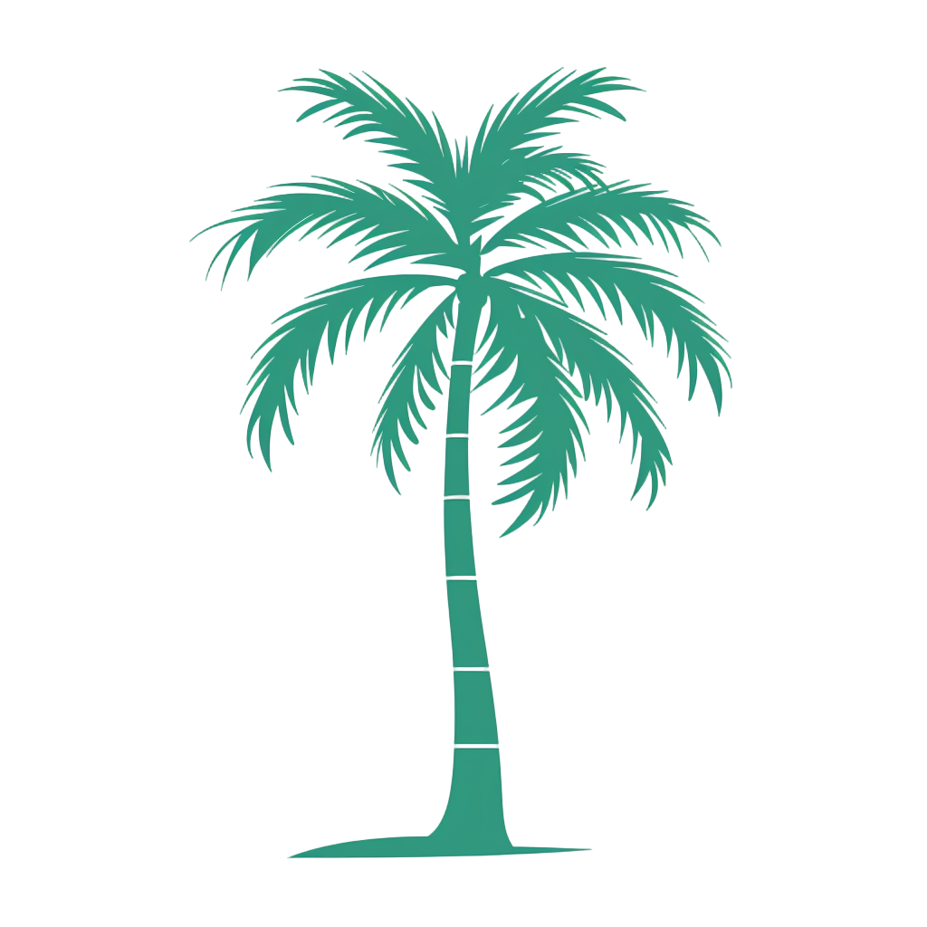 Silhouette of a palm tree minimalist illustration