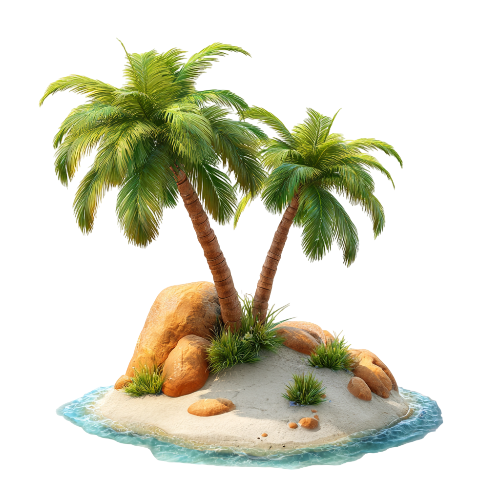 3D Palm Tree and Island Illustration