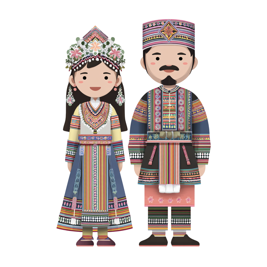 Illustration of Zhuang ethnic clothing